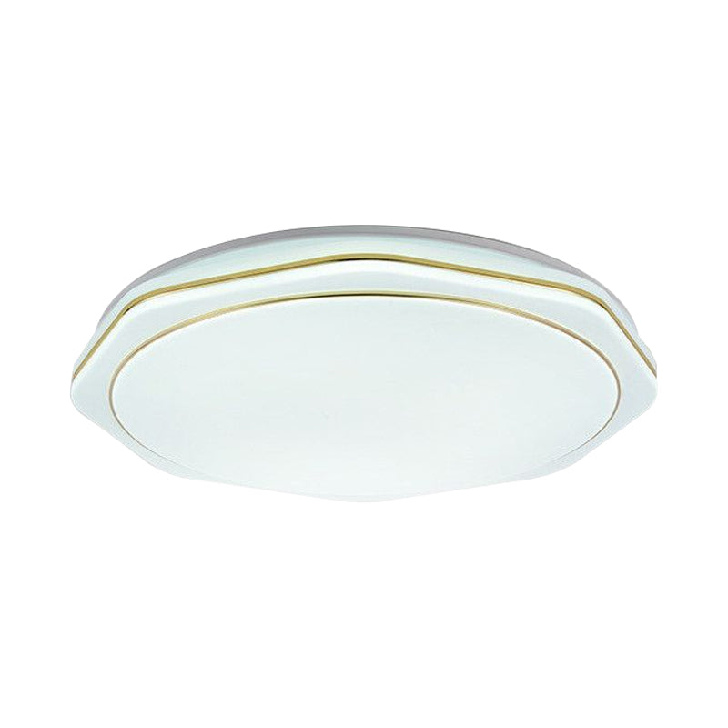 White Geometry Ceiling Mounted Lamp Modern 16"/19.5" W LED Acrylic Flushmount Lighting for Bedroom