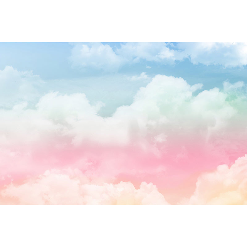 Full Photography Cloud Wall Mural for Girl's Bedroom Decor in Pink and Blue, Custom Size Available