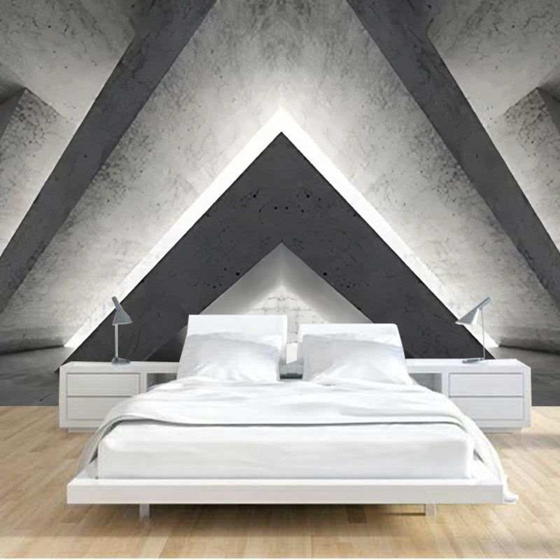 Custom Photography Industrial Mural Wallpaper for Meeting Room with 3D Effect Tunnel Design in Grey