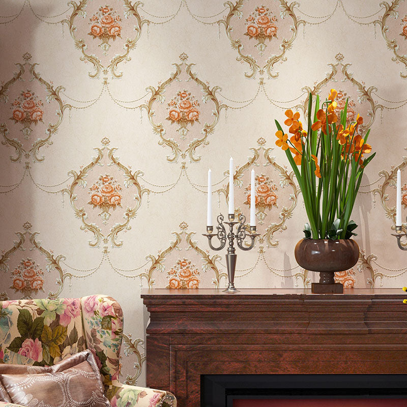 Elegant Damask Design Wallpaper Roll for Guest Room Decor, Light Color, 33'L x 20.5"W