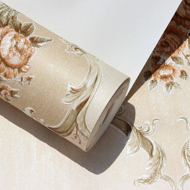 Elegant Damask Design Wallpaper Roll for Guest Room Decor, Light Color, 33'L x 20.5"W