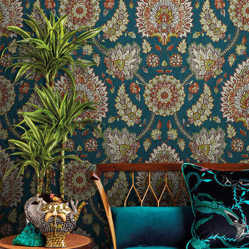 Bohemian Wallpaper Roll in Neutral Color Flower and Leaf Wall Covering for Living Room, 57.1 sq ft.