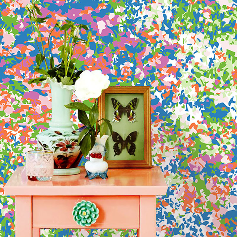 Dense Flower Pattern Wallpaper Roll for Gallery Decoration Oil Painting Wall Covering in Light Color, Water-Resistant