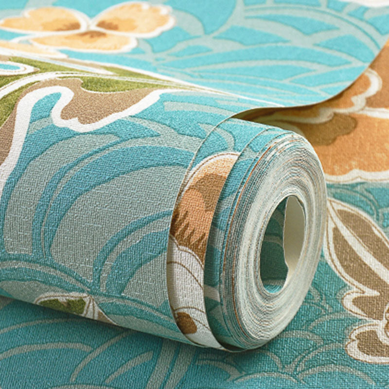 Decorative Blossoming Flower Wallpaper Roll Non-Woven Material Wall Art for Guest Room Decor