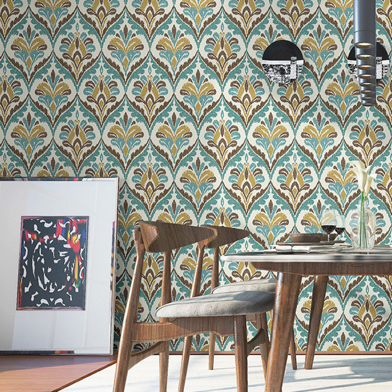 Countryside Wallpaper in Light Color Flower and Gird Wall Art, 20.5-inch x 33-foot