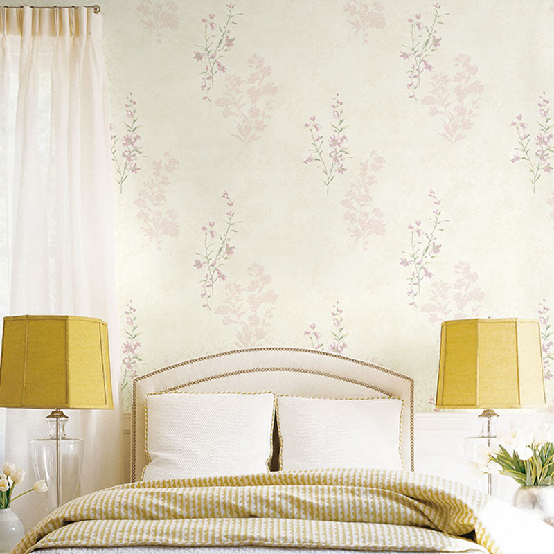 Soft Color Minimalist Wall Covering 20.5 in x 33 ft Flower and Leaf Wallpaper Roll for Girl's Bedroom