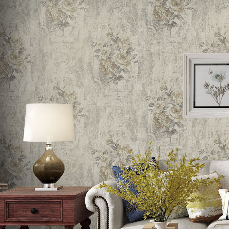 Elegant Blossoming Rose Wall Art for Living Room Nostalgic Wallpaper Roll, 33 ft. x 20.5 in