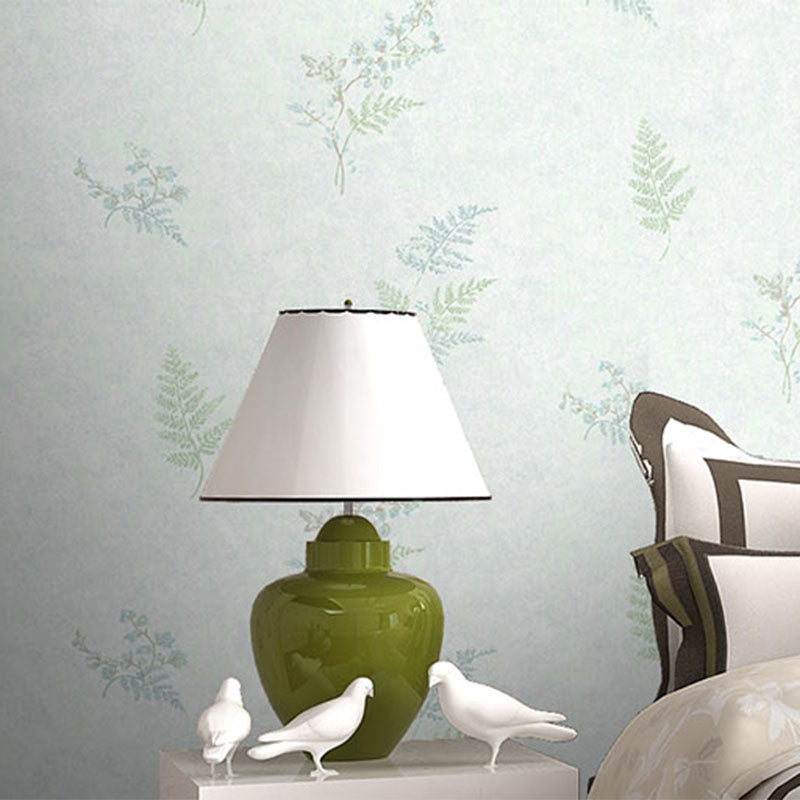 Simple Mimosa and Leaf Wallpaper in Soft Color Living Room Wall Art, 33'L x 20.5"W