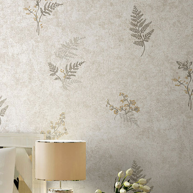Simple Mimosa and Leaf Wallpaper in Soft Color Living Room Wall Art, 33'L x 20.5"W
