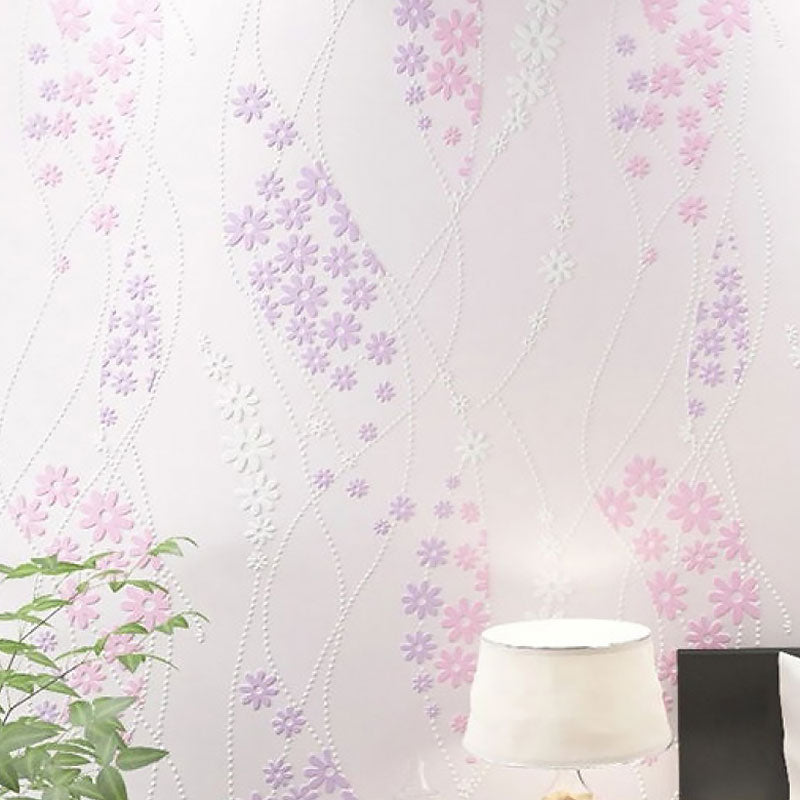 20.5" x 33' Minimalist Wallpaper Roll for Accent Wall with Dense Flower Design in Pastel Color