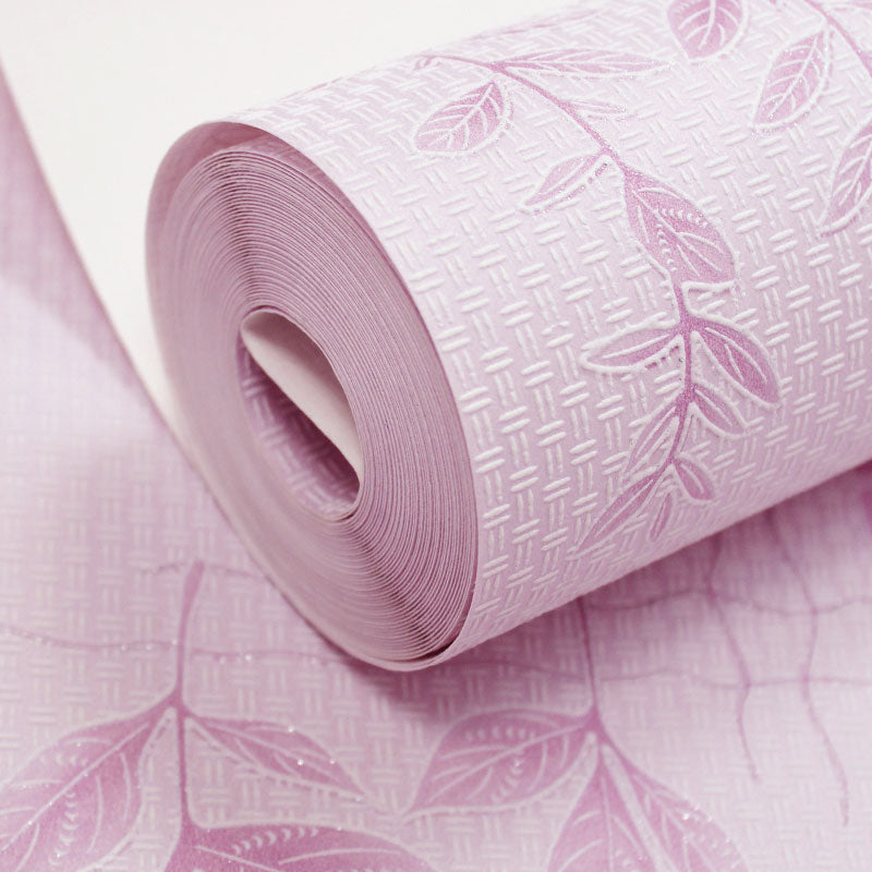 Decorative Grass and Flower Wallpaper Non-Woven Material Nordic Wall Art for Guest Room