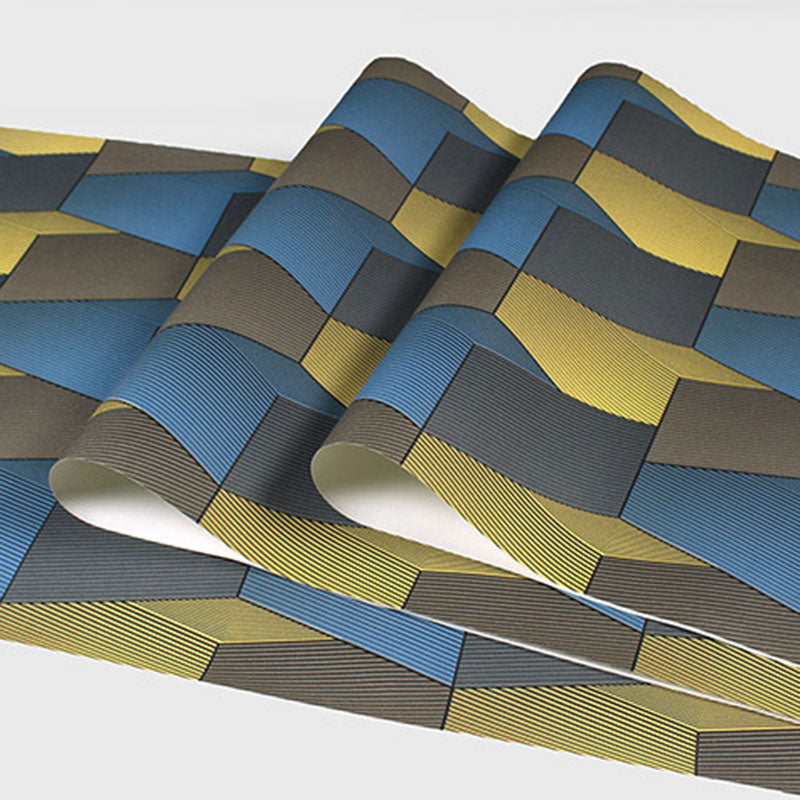 Contemporary Wallpaper in Yellow and Blue 3D Effect Cube Wall Covering, 57.1 sq ft.