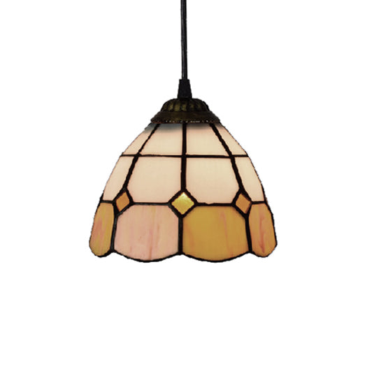 Orangefarbene Kuppel Mini -Drop -Anhänger Tiffany 1 Kopf mehrfarbig Buntglas Hanging Lampe