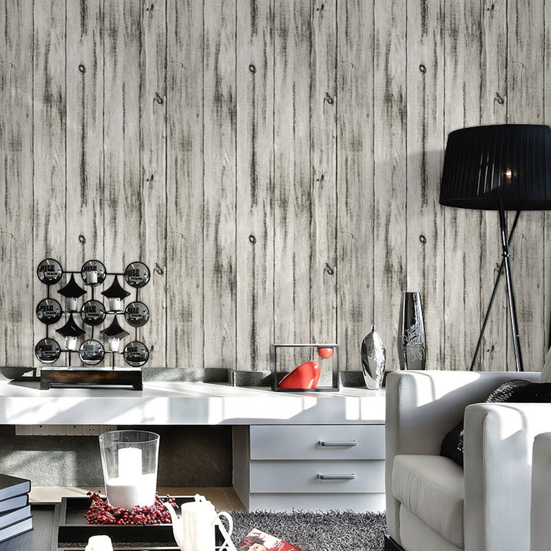 Photography Reclaimed Wood Wallpaper Roll for Living Room in Dark Color, 31-foot x 20.5-inch