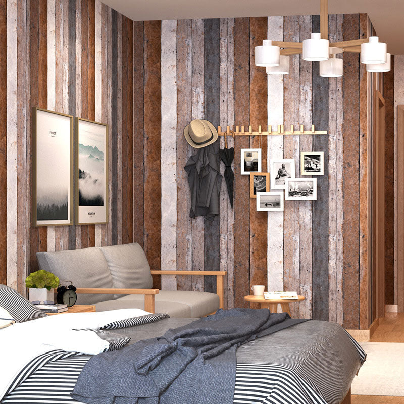 Neutral Color Nostalgic Wall Art 990 Wood Effect Wallpaper Roll for Coffee Shop Decoration