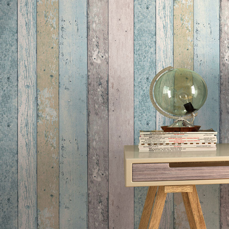 Wood Effect and Stripe Wallpaper Girl's Bedroom Vintage Wall Covering, 20.5"W x 33'L