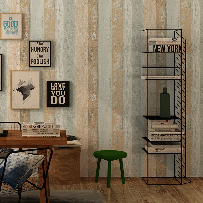 Wood Effect and Stripe Wallpaper Girl's Bedroom Vintage Wall Covering, 20.5"W x 33'L