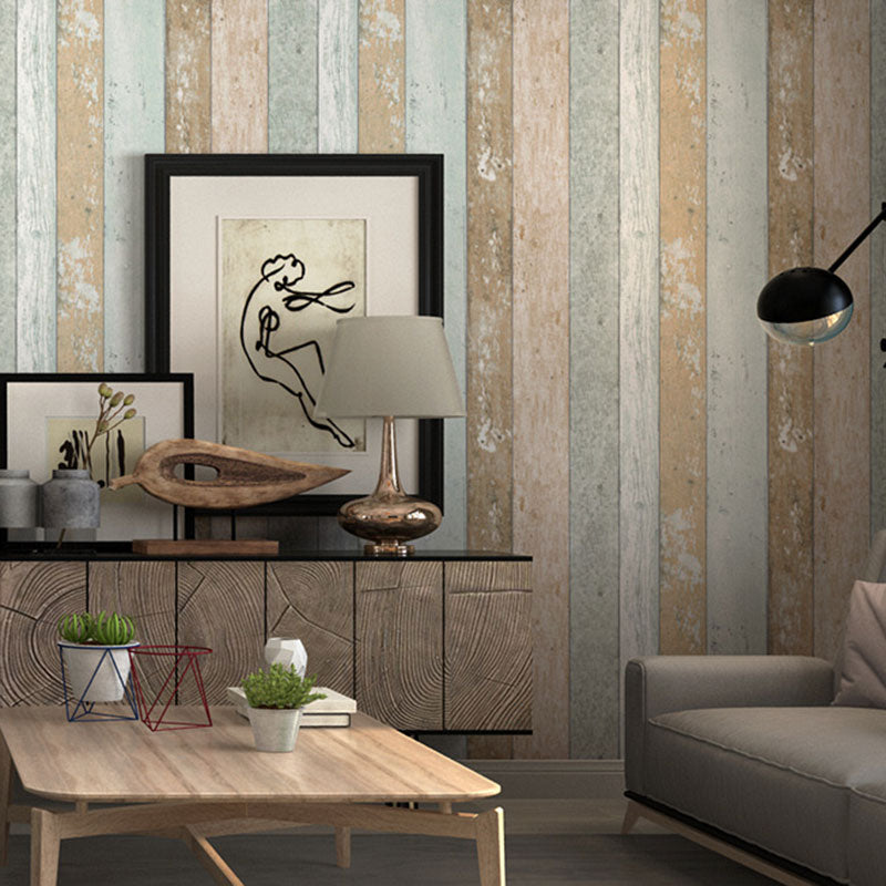 Wood Effect and Stripe Wallpaper Girl's Bedroom Vintage Wall Covering, 20.5"W x 33'L