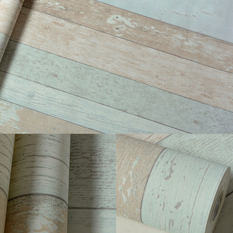 Wood Effect and Stripe Wallpaper Girl's Bedroom Vintage Wall Covering, 20.5"W x 33'L