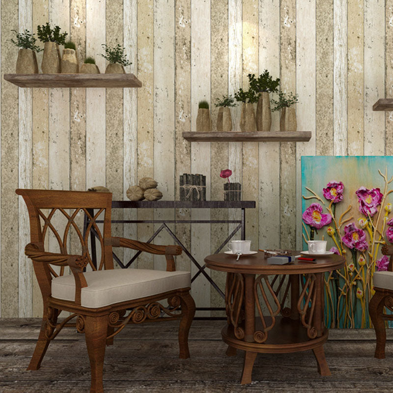Wood Effect and Stripe Wallpaper Girl's Bedroom Vintage Wall Covering, 20.5"W x 33'L