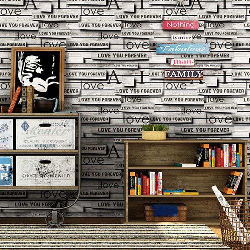 Retro Letters Vinyl Wallpaper Roll for Bar Decoration, Neutral Color, 20.5" by 33'