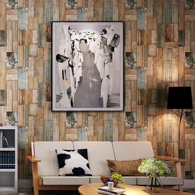 Repurposed Wood Non-Pasted Wall Art Brown Plaster Wallpaper for Accent Wall, 57.1 sq ft.