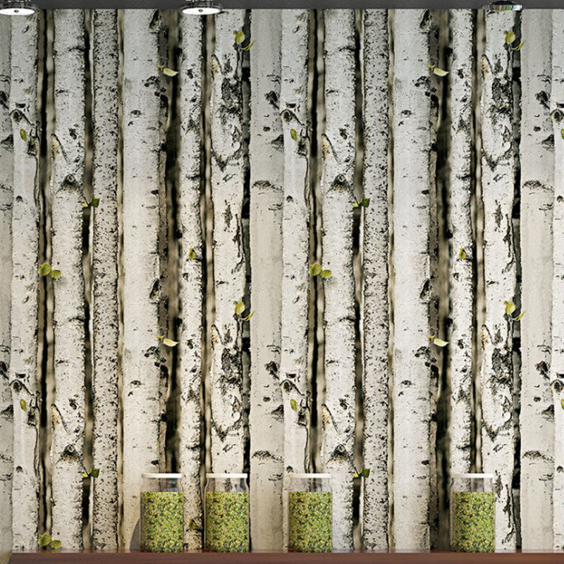 Vintage Birch Tree Wall Covering in Grey and White Living Room Wallpaper Roll, 33' x 20.5"