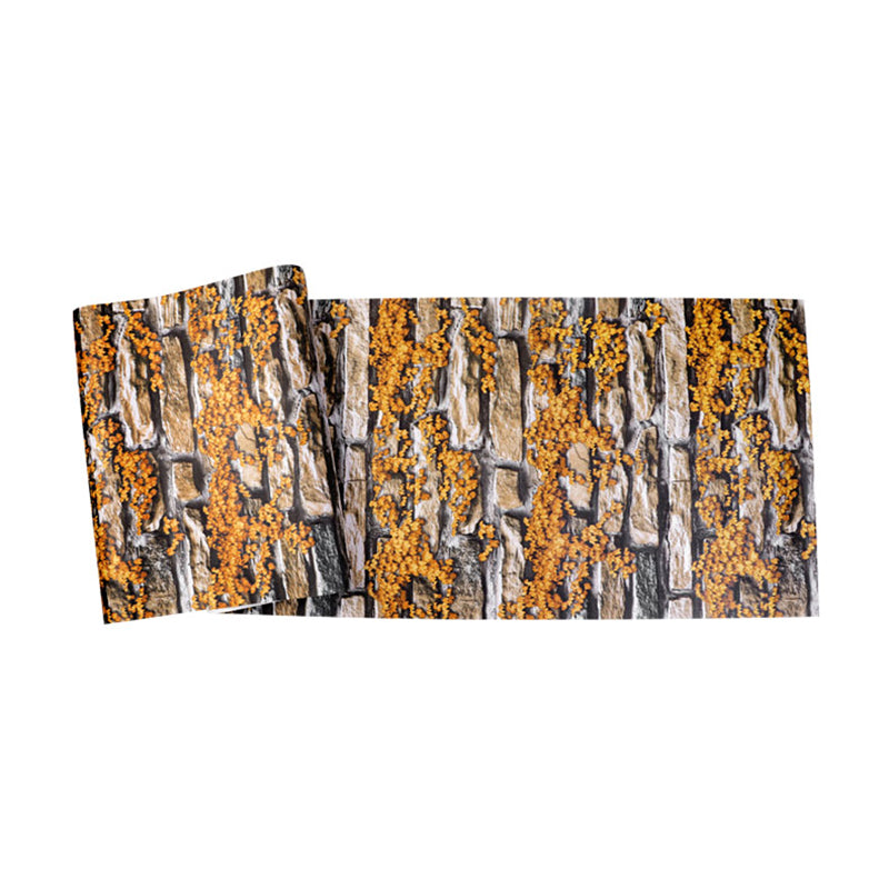 Retro Plant and Brick Wallpaper Roll for Bar Decoration, Neutral Color, 33'L x 20.5"W