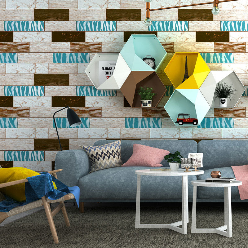 Minimalist Brick Look Wall Art Neutral Color Living Room Wallpaper Roll, 20.5-inch x 33-foot