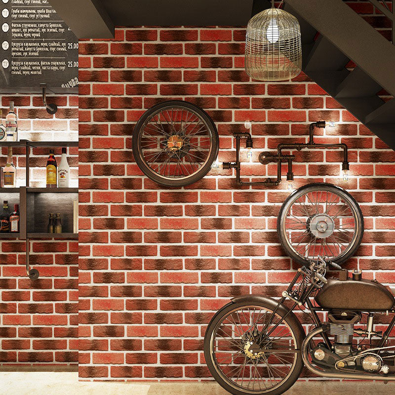 Brick Effect Wall Decor in Natural Color, Industrial Non-Pasted Wallpaper Roll for Coffee Shop