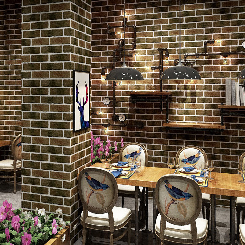 Brick Effect Wall Decor in Natural Color, Industrial Non-Pasted Wallpaper Roll for Coffee Shop