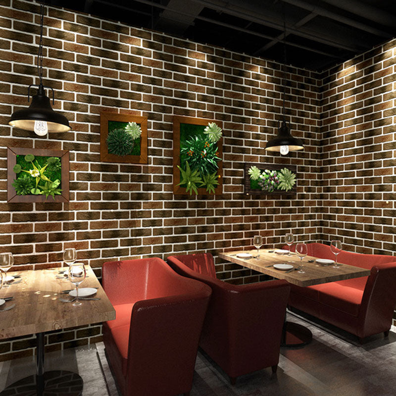 Brick Effect Wall Decor in Natural Color, Industrial Non-Pasted Wallpaper Roll for Coffee Shop