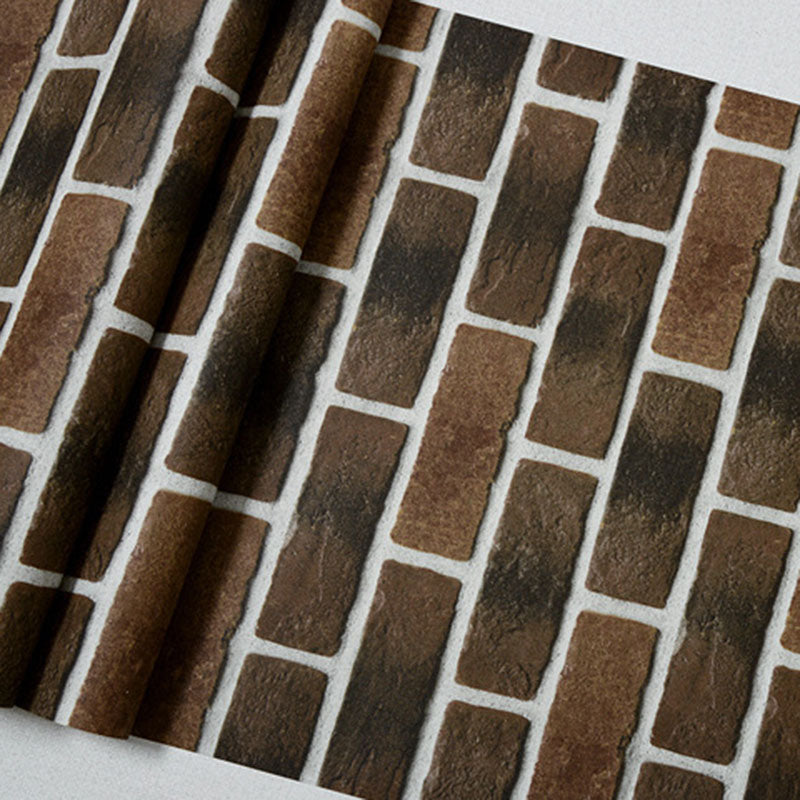 Brick Effect Wall Decor in Natural Color, Industrial Non-Pasted Wallpaper Roll for Coffee Shop