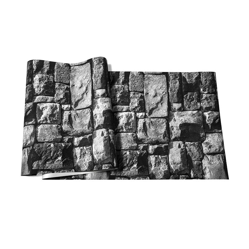 Stain-Resistant Stone Wall Art 33-foot x 20.5-inch Vintage Wallpaper Roll for Coffee Shop Decor, Non-Pasted