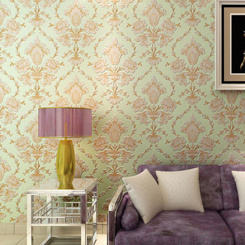 Water-Resistant 3D Effect Damask Wallpaper 57.1 sq ft. Luxury Wall Covering for Home Decoration