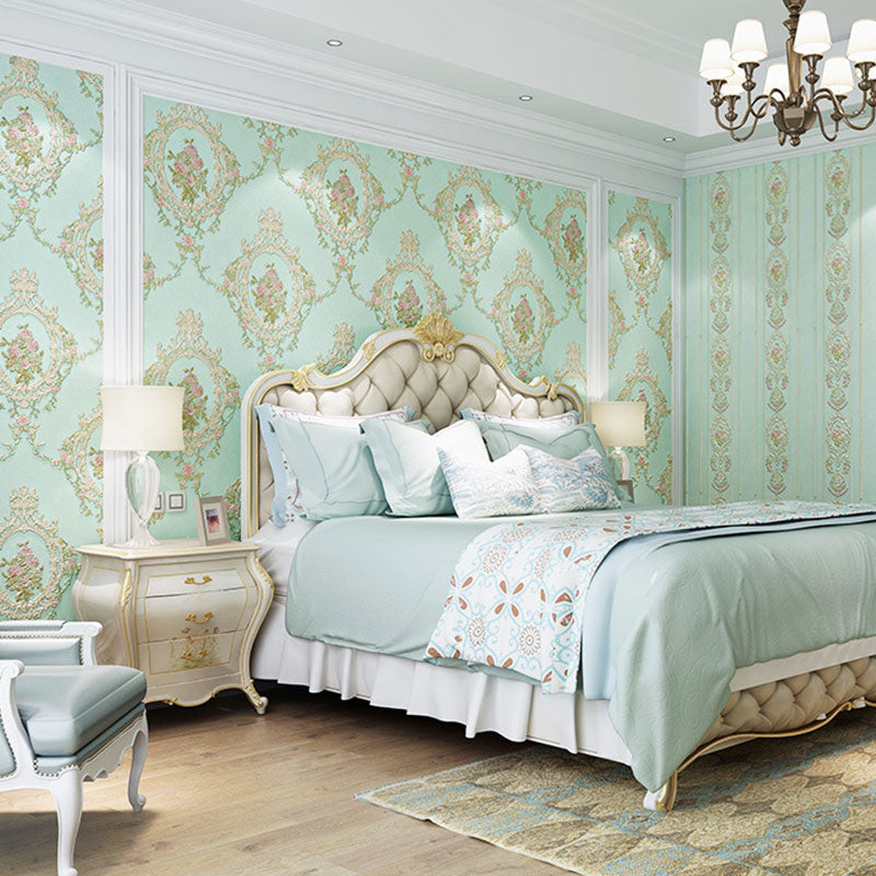 European Damask Design Wall Art Living Room Wallpaper Roll, 33' x 20.5", Non-Pasted