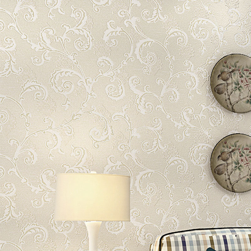 Soft Color Embossed Blossoms Wallpaper Water-Resistant Wall Decor for Bathroom, Non-Pasted