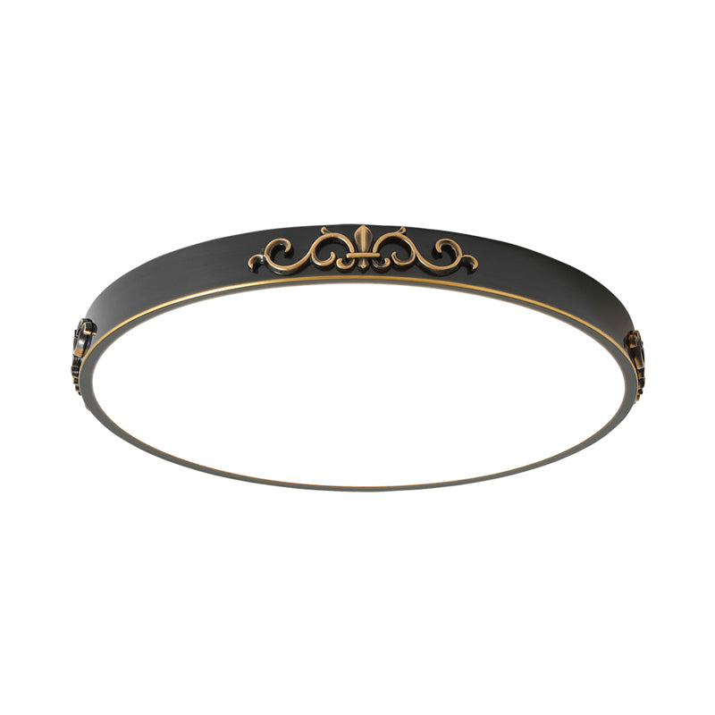 Ultrathin Round LED Flush Mount Lighting Minimalistic Black Metal Close to Ceiling Light
