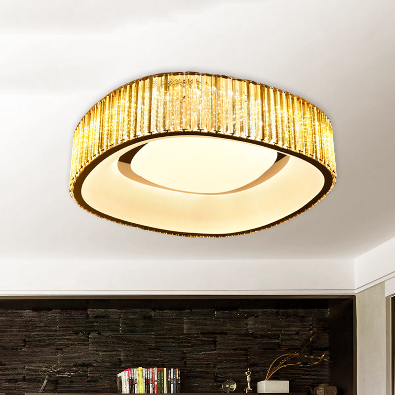 Crystal Prisms Squared Flush Mounted Lamp Minimalist LED White Flushmount Light for Bedroom