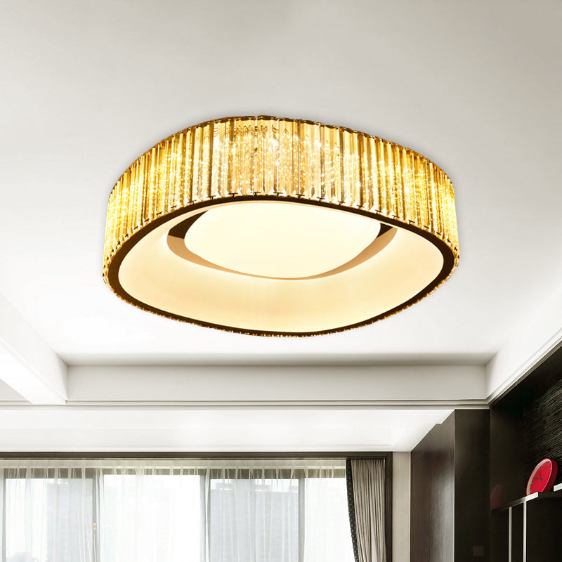 Crystal Prisms Squared Flush Mounted Lamp Minimalist LED White Flushmount Light for Bedroom