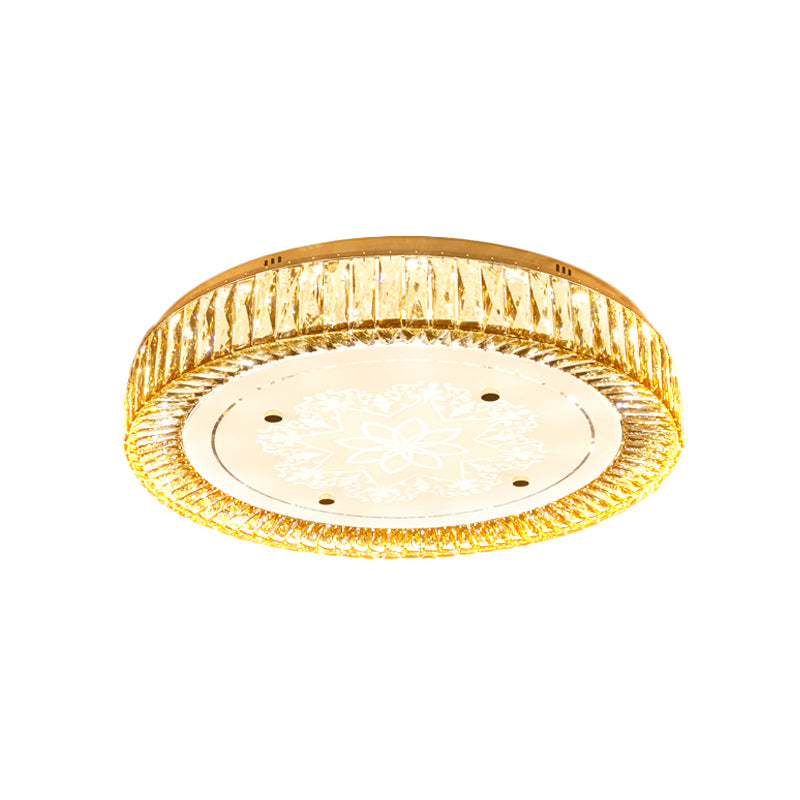 Drum Bedroom Flush Mount Light Clear K9 Crystal LED Modernist Flush Ceiling Lamp in Chrome