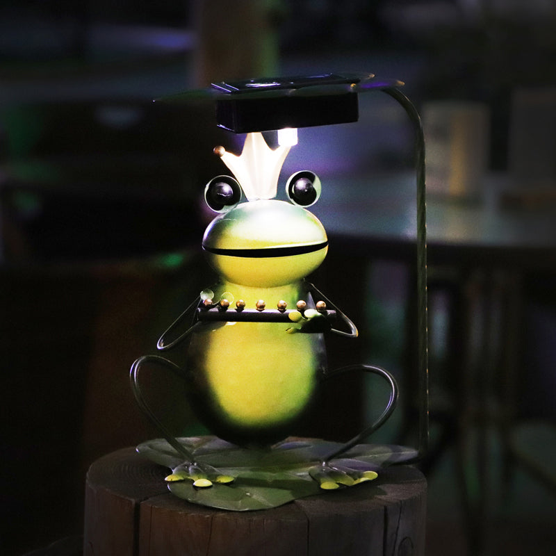 Frog and Violin/Guitar/Crown Solar Lamp Countryside Metal Green LED Ground Lighting for Garden