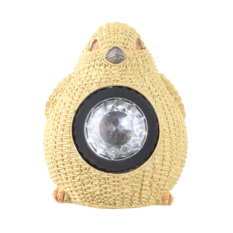 Cottage LED Solar Ground Light Yellow Faux Weaving Bird/Snail/Frog Table Lamp with Resin Shade