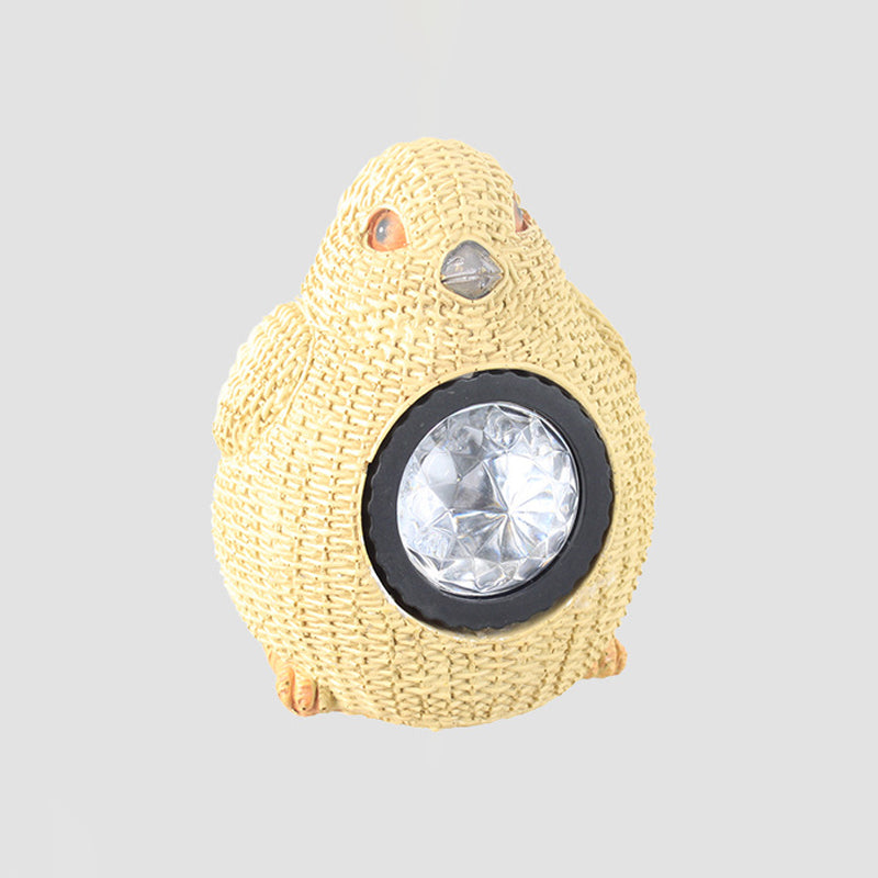 Cottage LED Solar Ground Light Yellow Faux Weaving Bird/Snail/Frog Table Lamp with Resin Shade