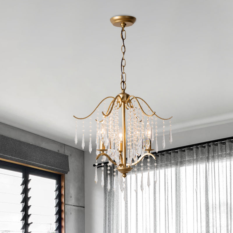 Candlestick Restaurant Affermazione del lampadario Modernismo sospeso Crystal Droplet 3/4 Light Aione d'oro