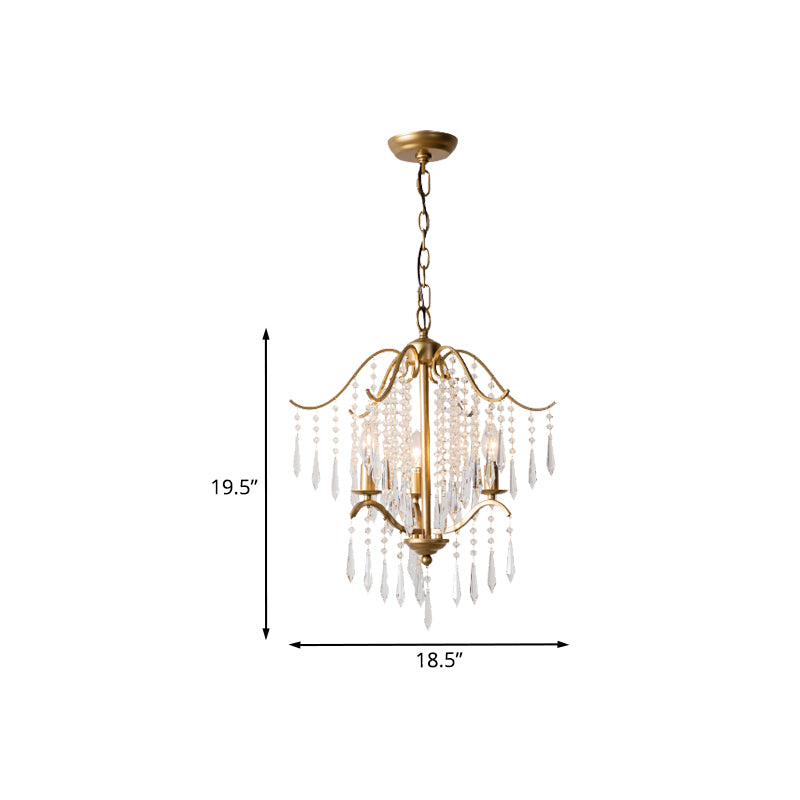 Candlestick Restaurant Affermazione del lampadario Modernismo sospeso Crystal Droplet 3/4 Light Aione d'oro