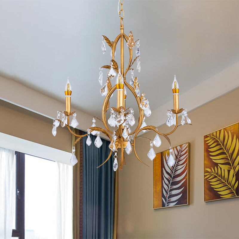 4 luci soffitto a sospensione Luce a candela contemporanea Crystal Drip Classic lampadario Apparecchiatura in oro in oro