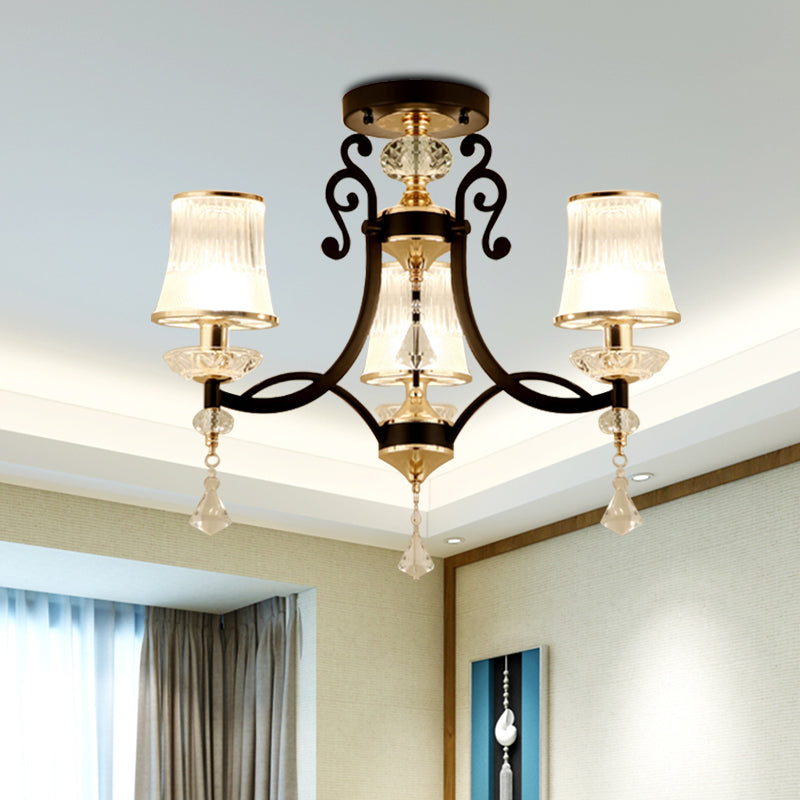 Wirbelnde bewaffnete Küchenanhänger Kronleuchter minimalistischer Kristall Regentrop 3 Lichter Schwarz/Weiß -Federung mit Schatten