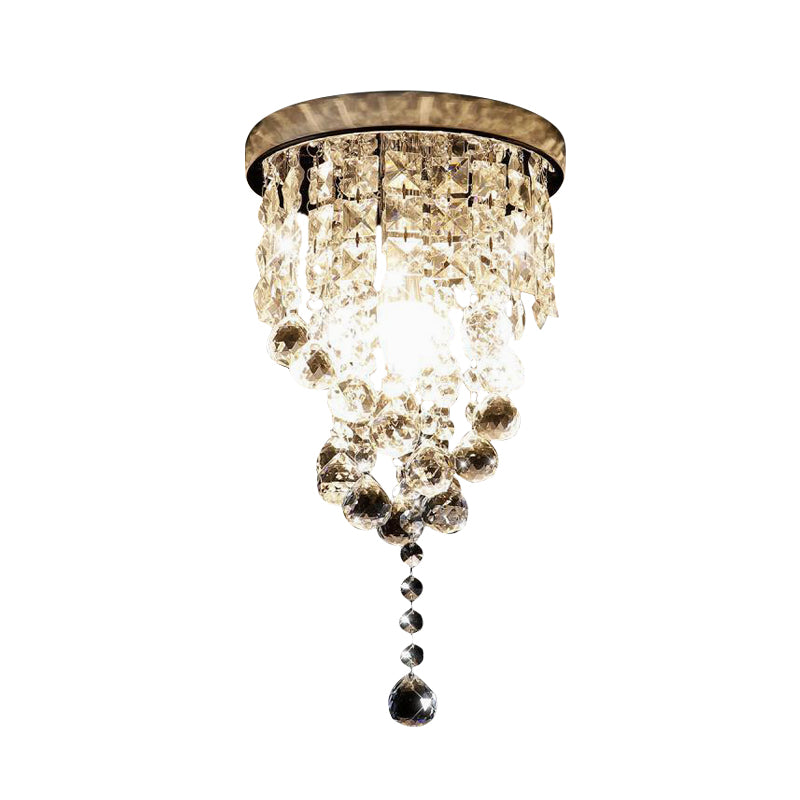 1-Light Flush Mount Light Befestigung Modernism Zylindrische Facettiert Crystal Final Close to Deckenleuchte