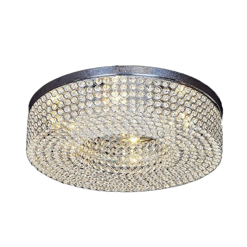 Contemporary Rounded Light Fixture Ceiling Inserted Clear Crystal 6-Bulb Flush Mount Recessed Lighting